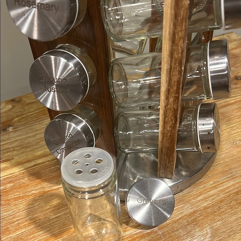 Revolving Spice Rack with Glass Jars - Picture 3 of 3